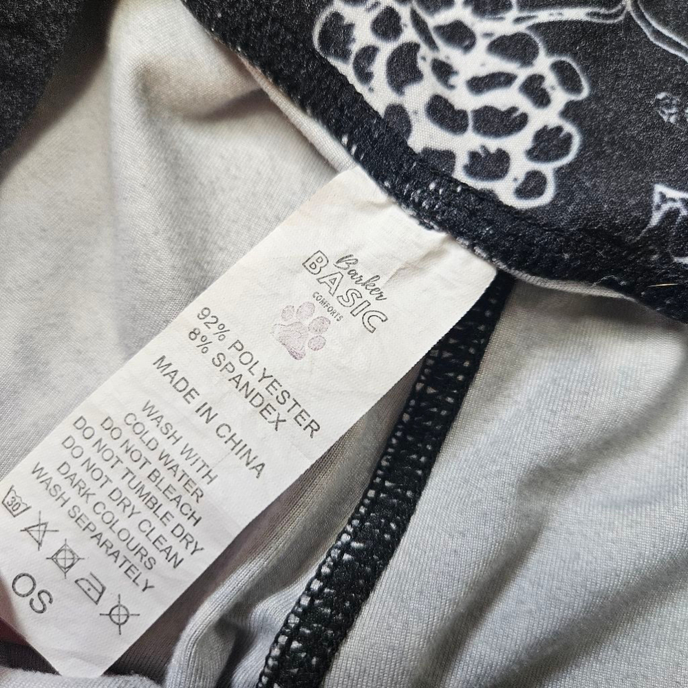 Barker Basic Leggings Wine Grapes Cheese Print OS Black White - Picture 5 of 8